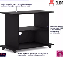 Czarna szafka rtv na kółkach - Orreon