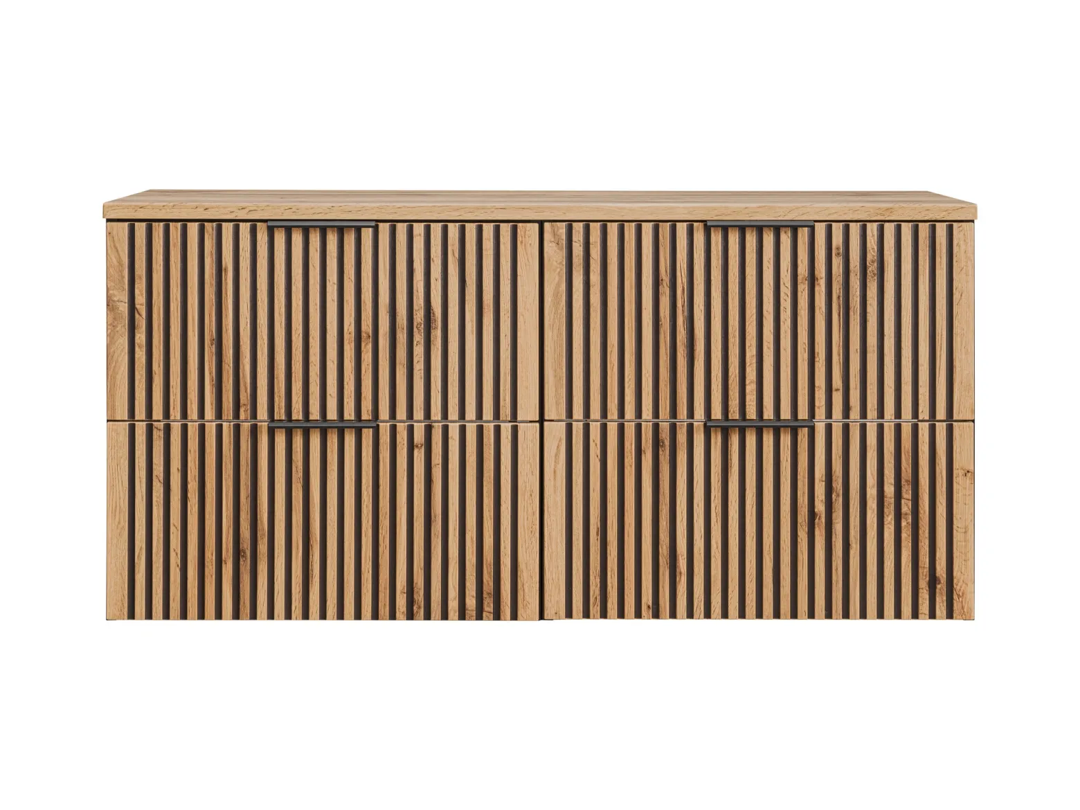 Czarna Wisząca Szafka pod UMYWALKĘ z Blatem 160 cm RYFLOWANA