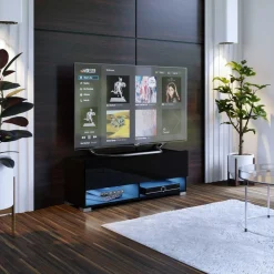 Czarna wisząca szafka RTV 105 cm PREMIUM