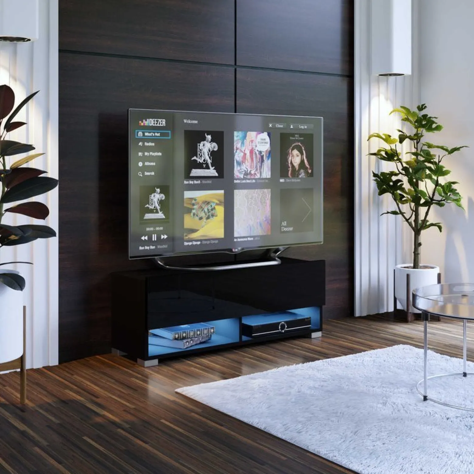Czarna wisząca szafka RTV 105 cm PREMIUM