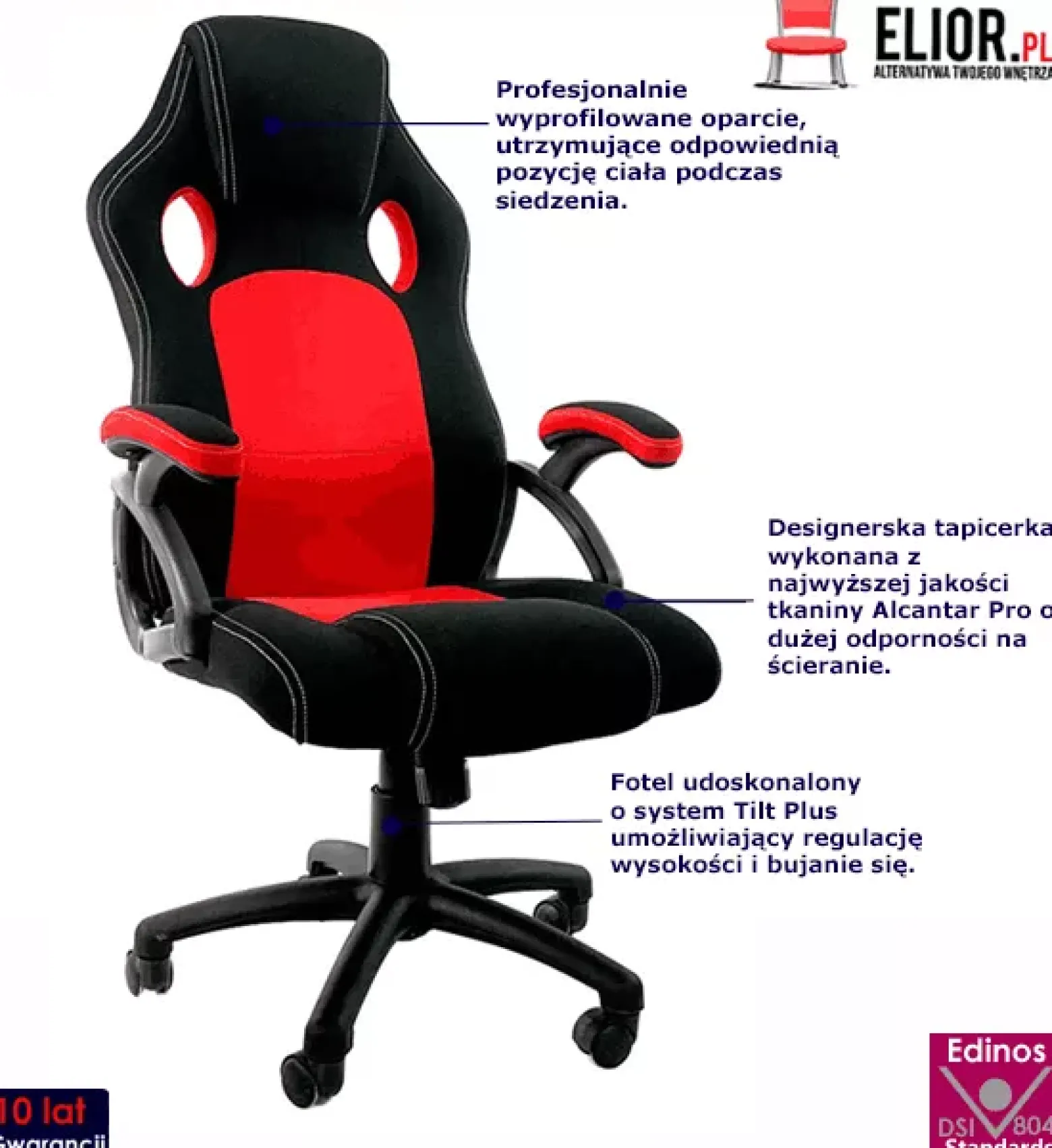 Czarno-czerwony fotel gamingowy - Dargo 3X