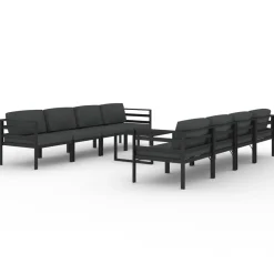 9-cz. zestaw mebli ogrodowych, poduszki, aluminium, antracyt