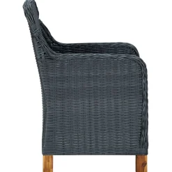 7-cz. zestaw mebli ogrodowych, poduszki, rattan PE, ciemnoszary