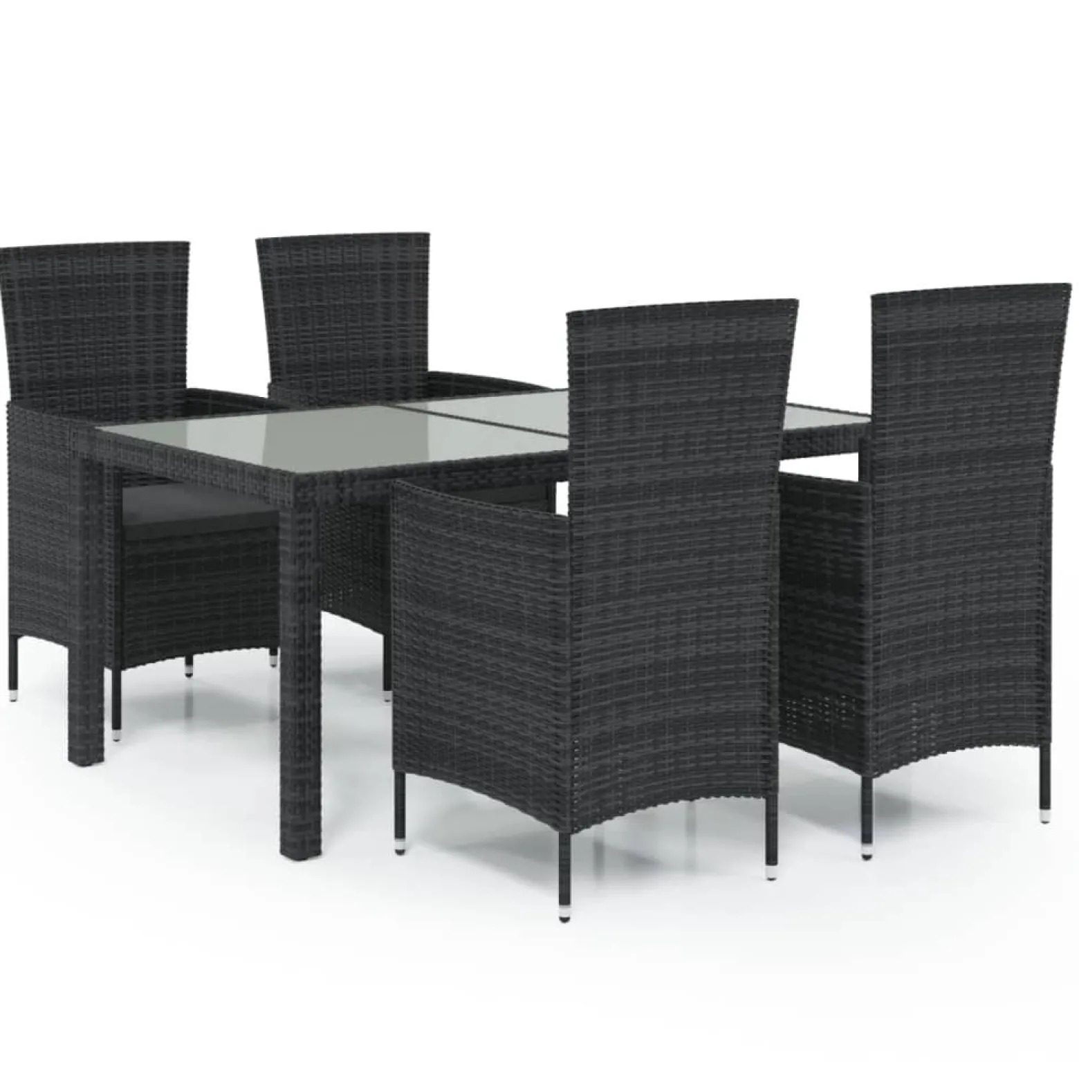 5-cz. zestaw mebli ogrodowych z poduszkami, rattan PE, czarny