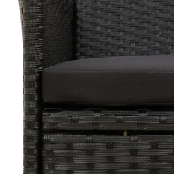 5-cz. zestaw mebli ogrodowych z poduszkami, rattan PE, czarny