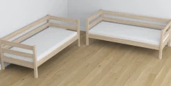 Dębowe łóżko piętrowe z szufladą na materac N01