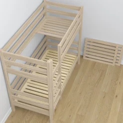 Dębowe łóżko piętrowe z szufladą na materac N01