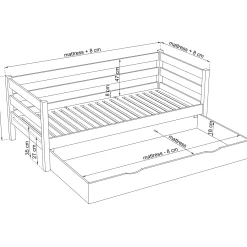 Dębowe łóżko sofa z szufladą N01
