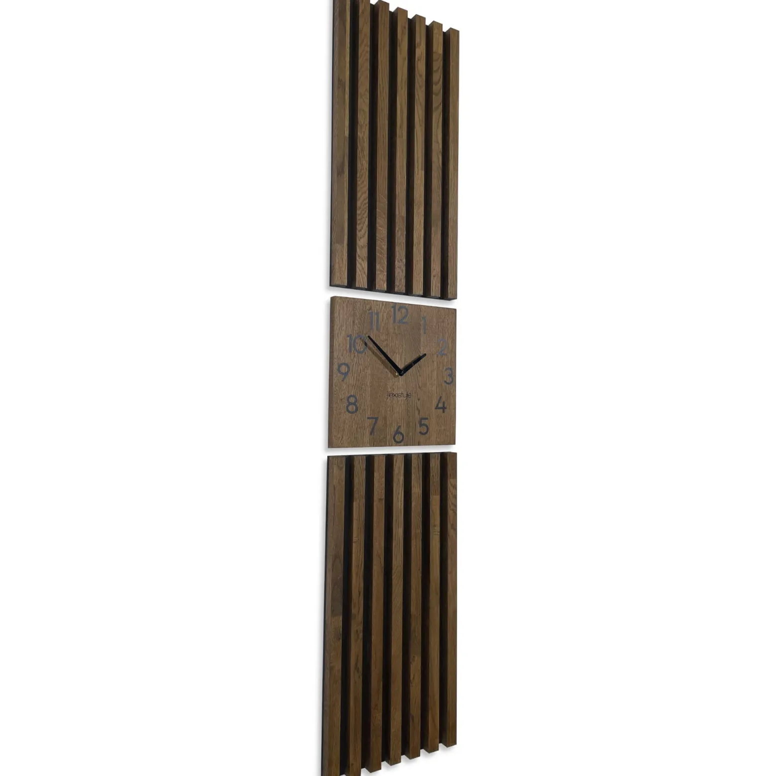 Dębowy panel Zegar w Lamelach 155x30cm brązowy