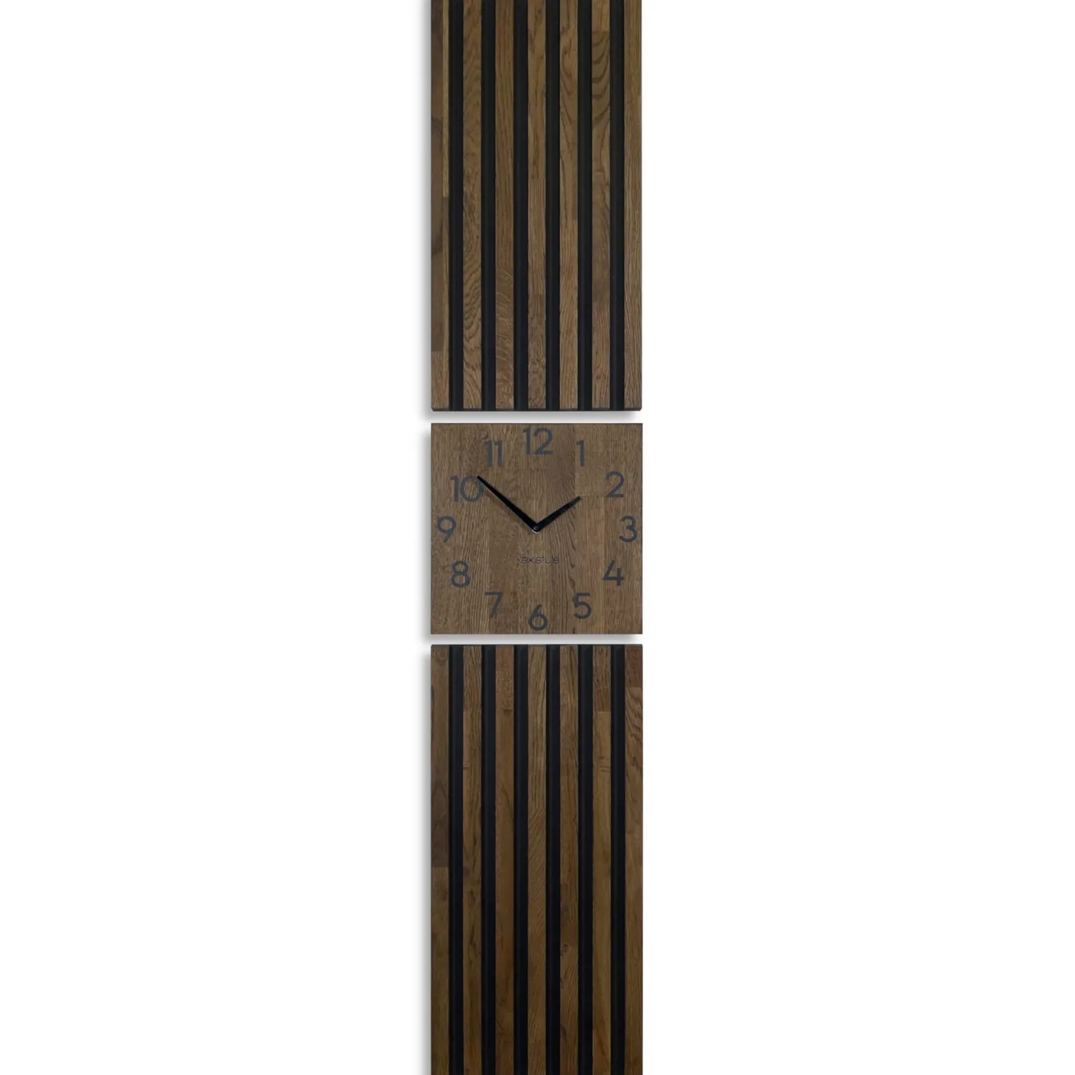 Dębowy panel Zegar w Lamelach 155x30cm brązowy