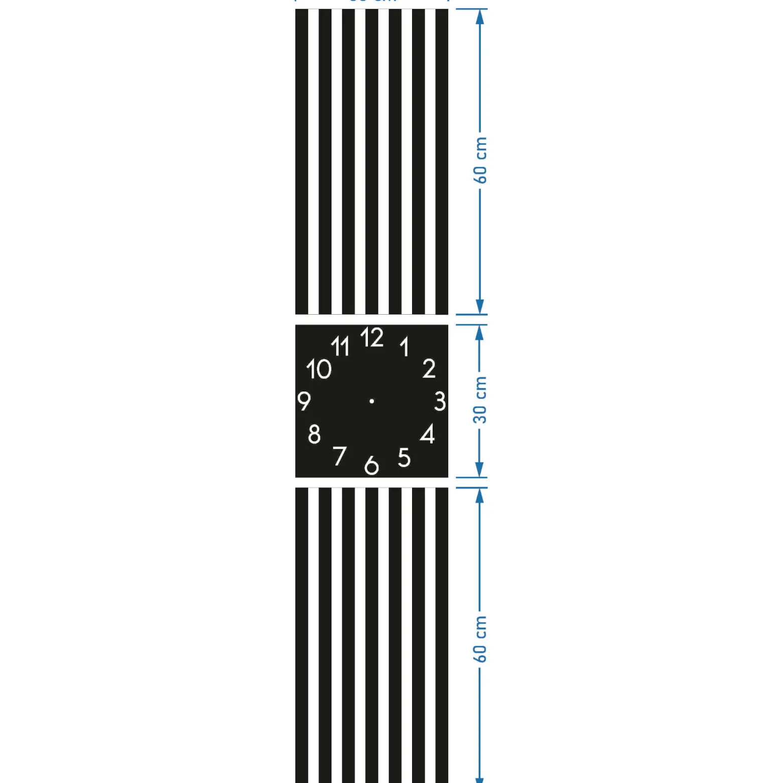 Dębowy panel Zegar w Lamelach 155x30cm brązowy