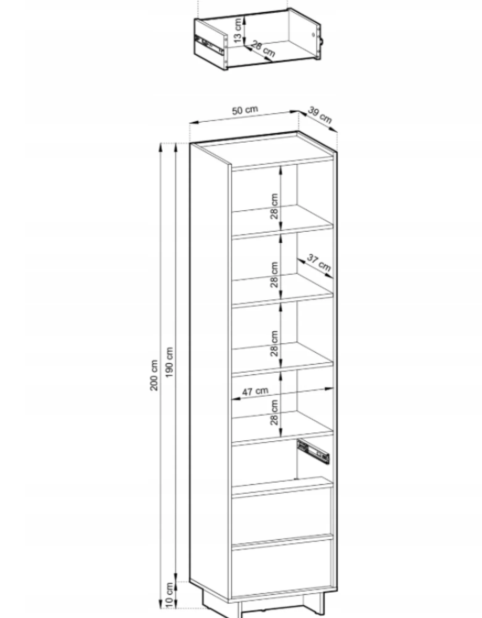 Dąb Vicenza Komoda z szufladami na metalowych nóżkach 154cm Nilo ps