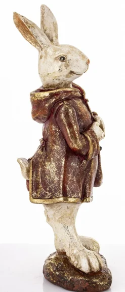 Dekoracja - królik 35x14x9 cm MALJUNA-2 w płaszczu z kapturem