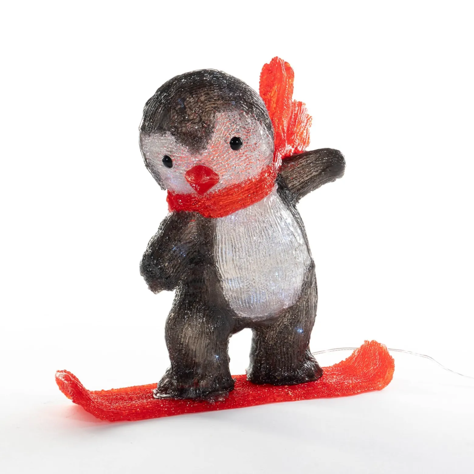 Dekoracja - LED Pingwinek na snowbordzie 32,5x30 cm