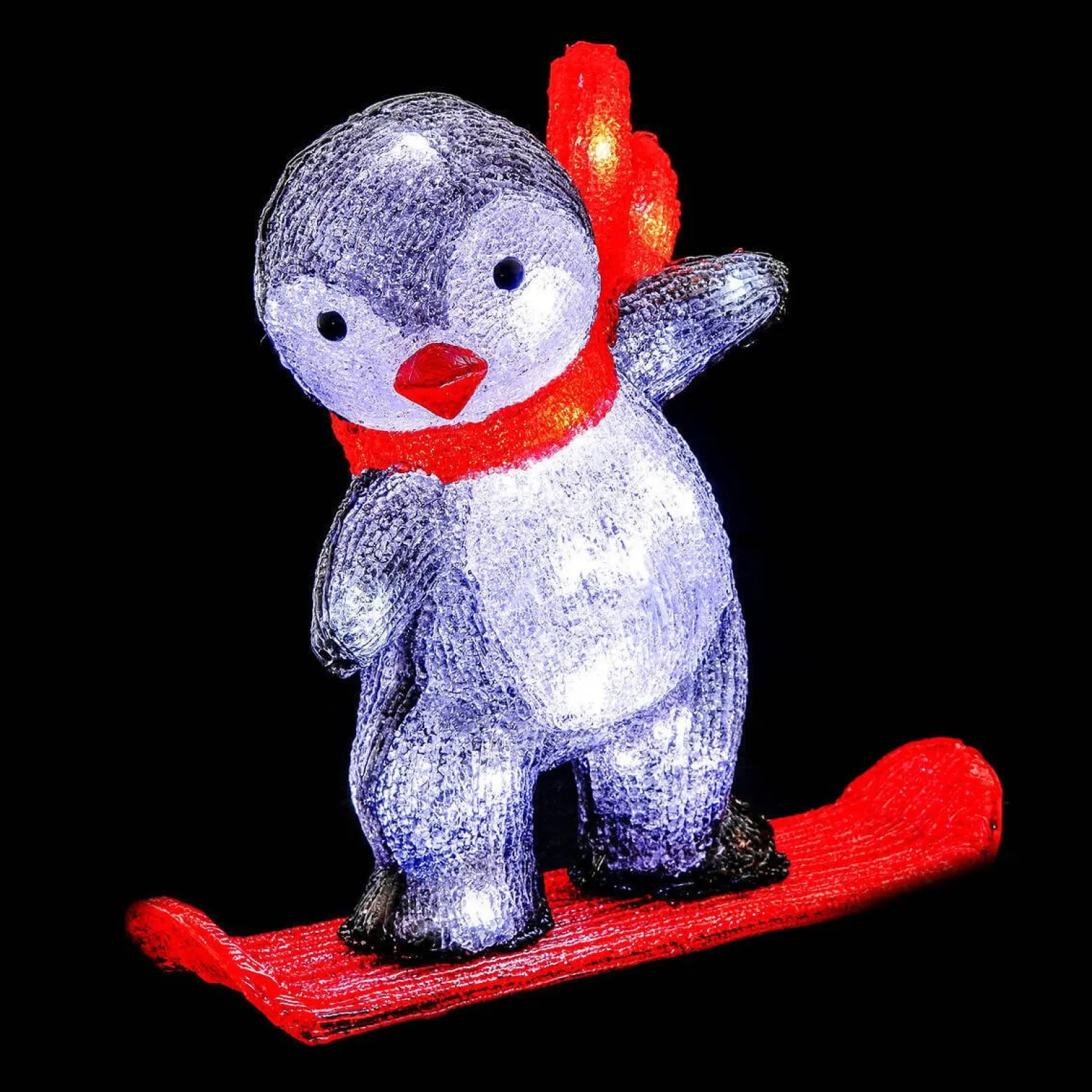 Dekoracja - LED Pingwinek na snowbordzie 32,5x30 cm