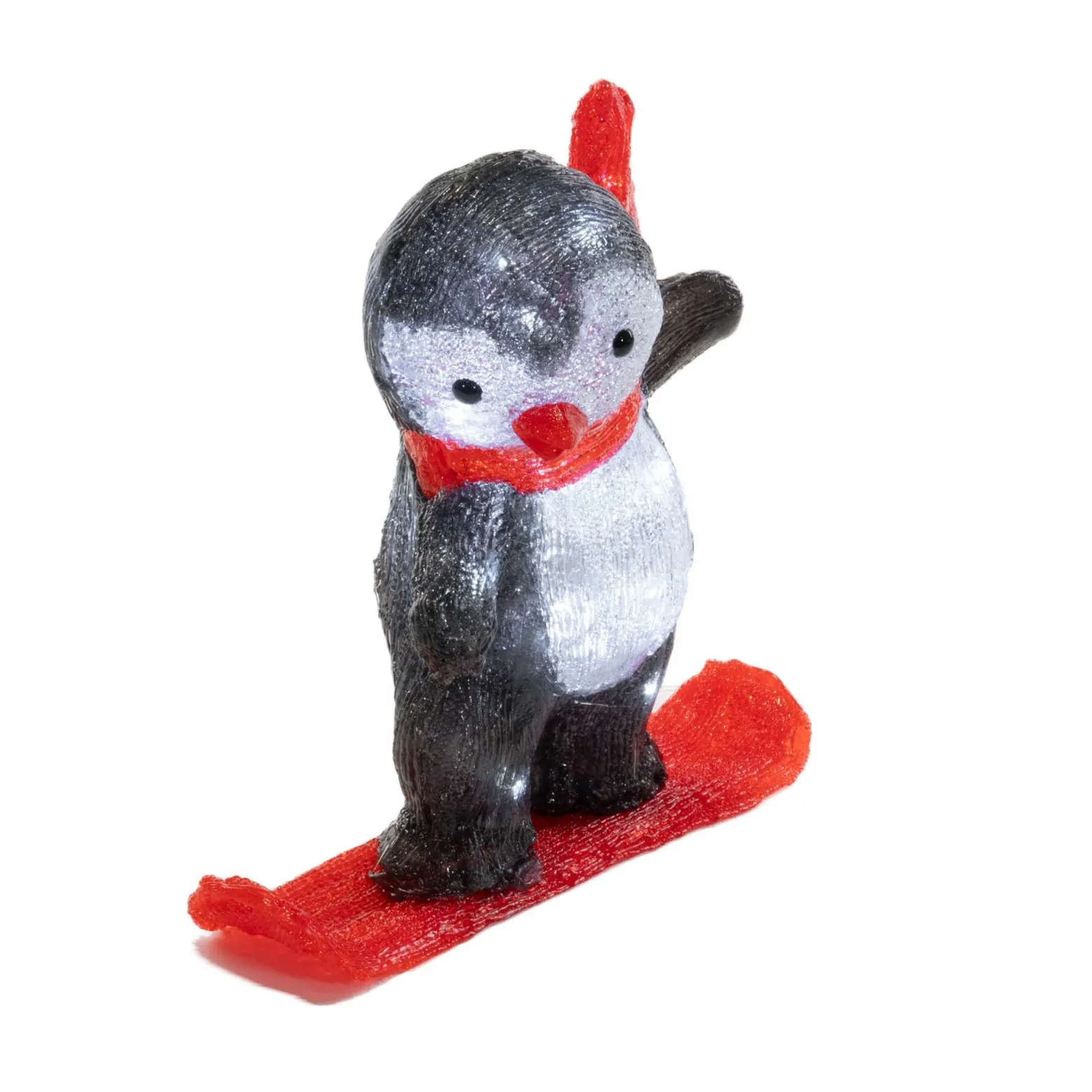 Dekoracja - LED Pingwinek na snowbordzie 32,5x30 cm
