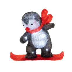 Dekoracja - LED Pingwinek na snowbordzie 32,5x30 cm