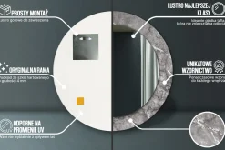 Dekoracyjne lustro Okrągłe fi60 Ścienne Rustykalny marmur