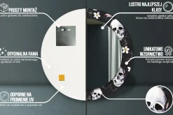 Dekoracyjne lustro Okrągłe fi60 Ścienne - Kwiaty czaszki