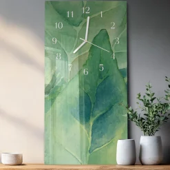 Dekoracyjny zegar 30x60 Liście cichy mechanizm salon