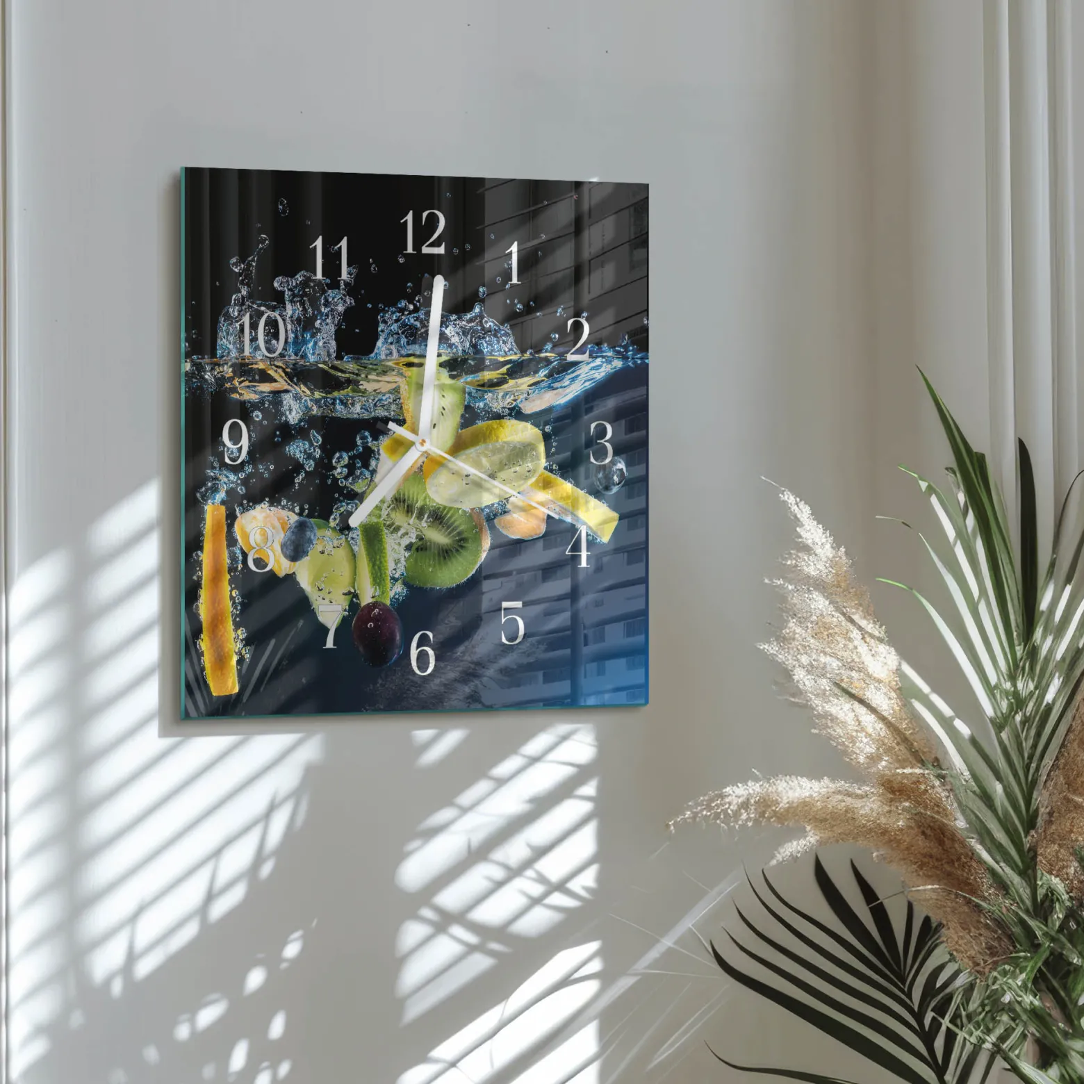 Dekoracyjny zegar 30x30 Owoc cichy mechanizm salon