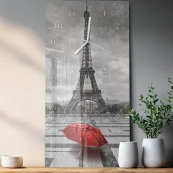 Dekoracyjny zegar 30x60 Wieża Eiffla dekoracyjny do salonu