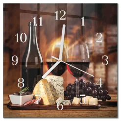 Dekoracyjny zegar 30x30 Wino dekoracyjny na ścianę