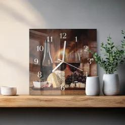 Dekoracyjny zegar 30x30 Wino dekoracyjny na ścianę
