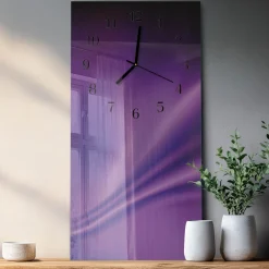Designerski zegar 30x60 Fale fioletu dekoracyjny do salonu