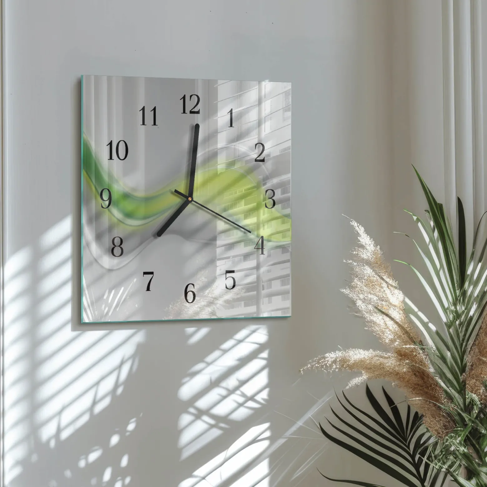 Designerski zegar 30x30 Fale kolorów dekoracyjny na ścianę