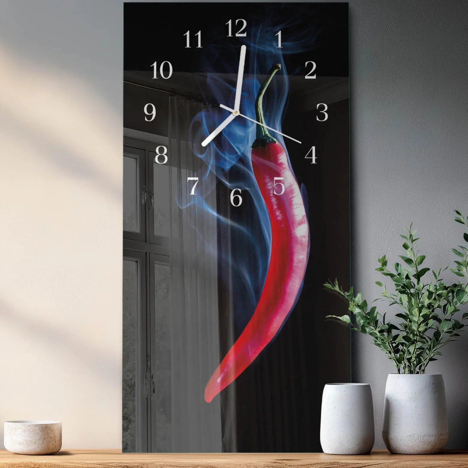 Designerski zegar 30x60 Papryka zegar ścienny