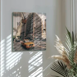 Designerski zegar 30x30 Taxi dekoracyjny na ścianę