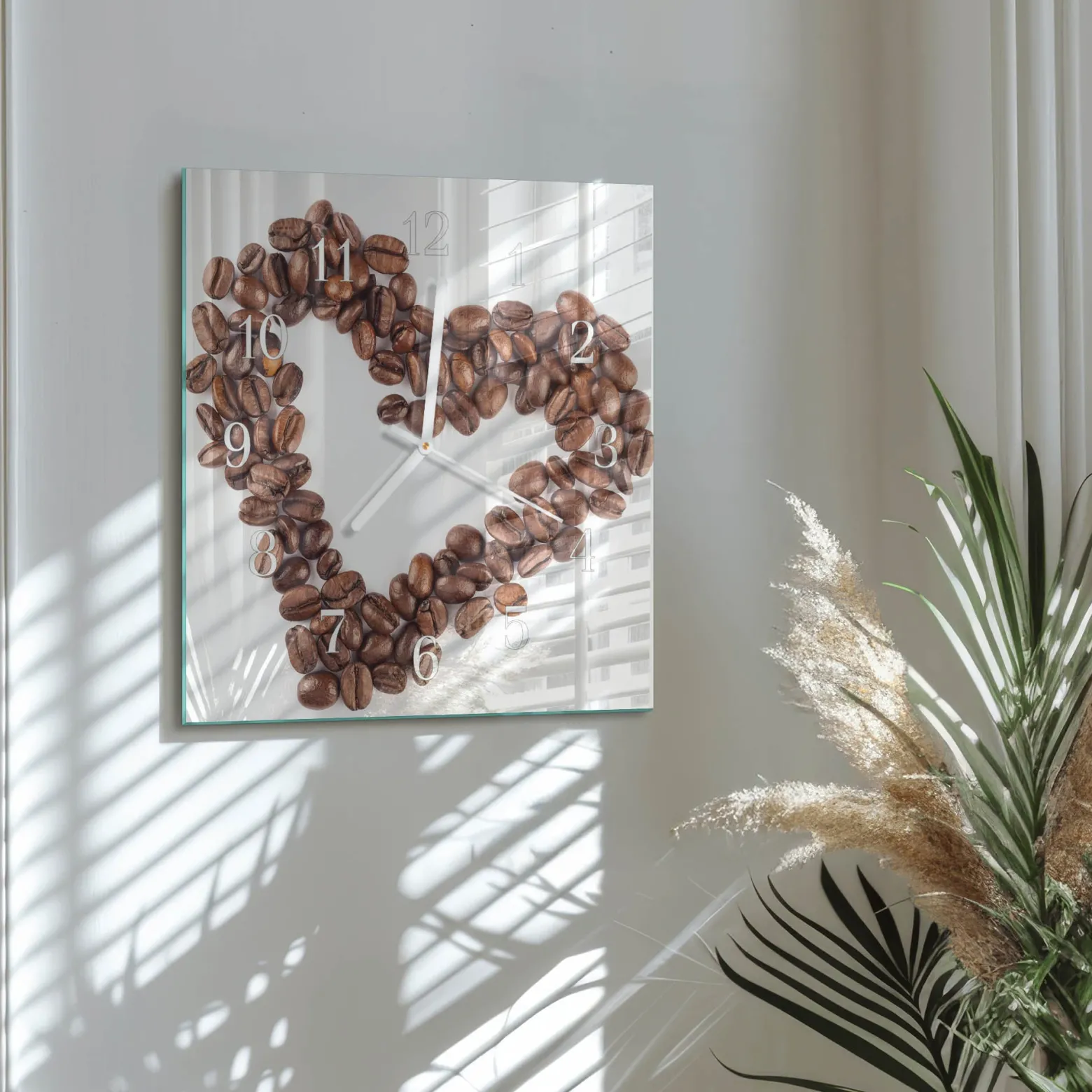 Designerski zegar 30x30 Ziarna Kawy design na ścianę