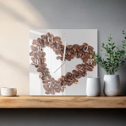Designerski zegar 30x30 Ziarna Kawy design na ścianę