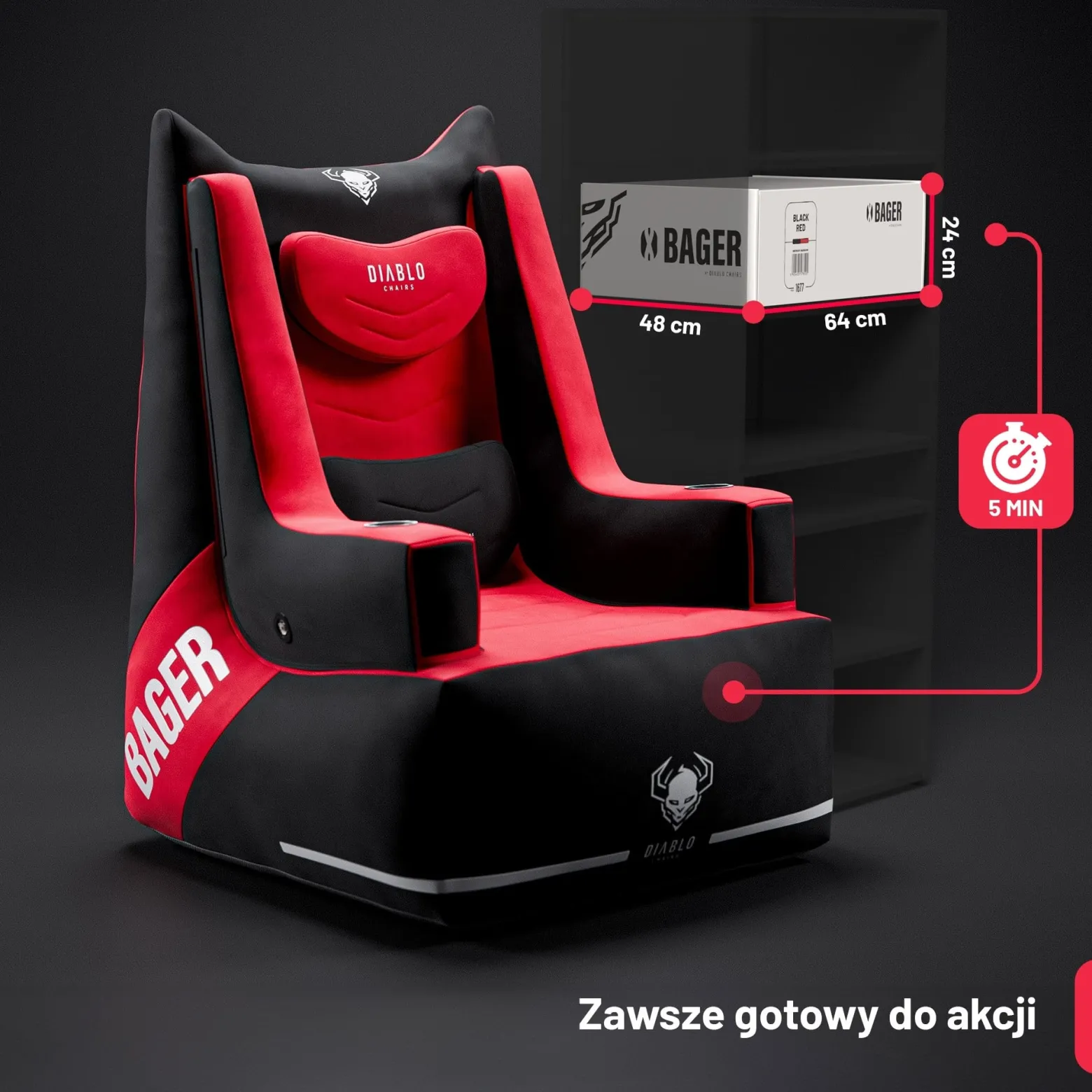 DIABLO Fotel Gamingowy + Pompka BAGER