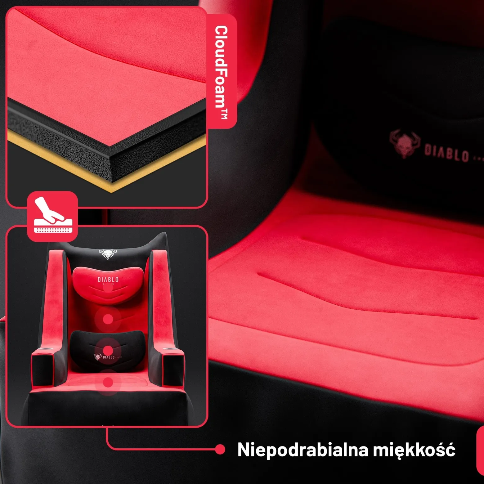 DIABLO Fotel Gamingowy + Pompka BAGER