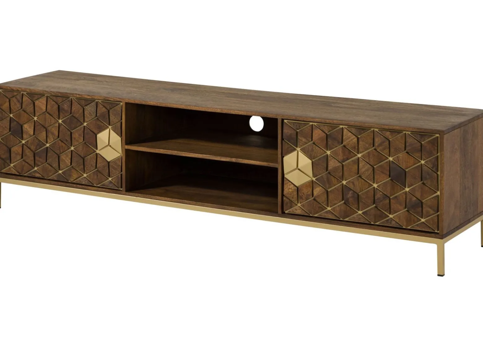 DIAMOND Szafka RTV #205 Mango olejowane + metal 190x45x50 cm