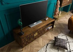 DIAMOND Szafka RTV #206 Mango olejowane + metal 145x45x50 cm