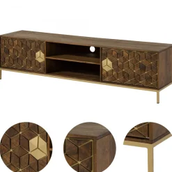 DIAMOND Szafka RTV #205 Mango olejowane + metal 190x45x50 cm