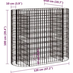 Donica Gabionowa Kosz Gabionowy Stalowy Stal Galwanizowana 120x50x100