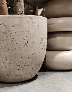 Donica High Oval 25x13x24,5cm rozmiar M sand light cement