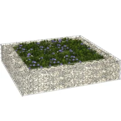 Donica gabionowa Srebrny 100 x 100 x 20 cm Stal vidaXL