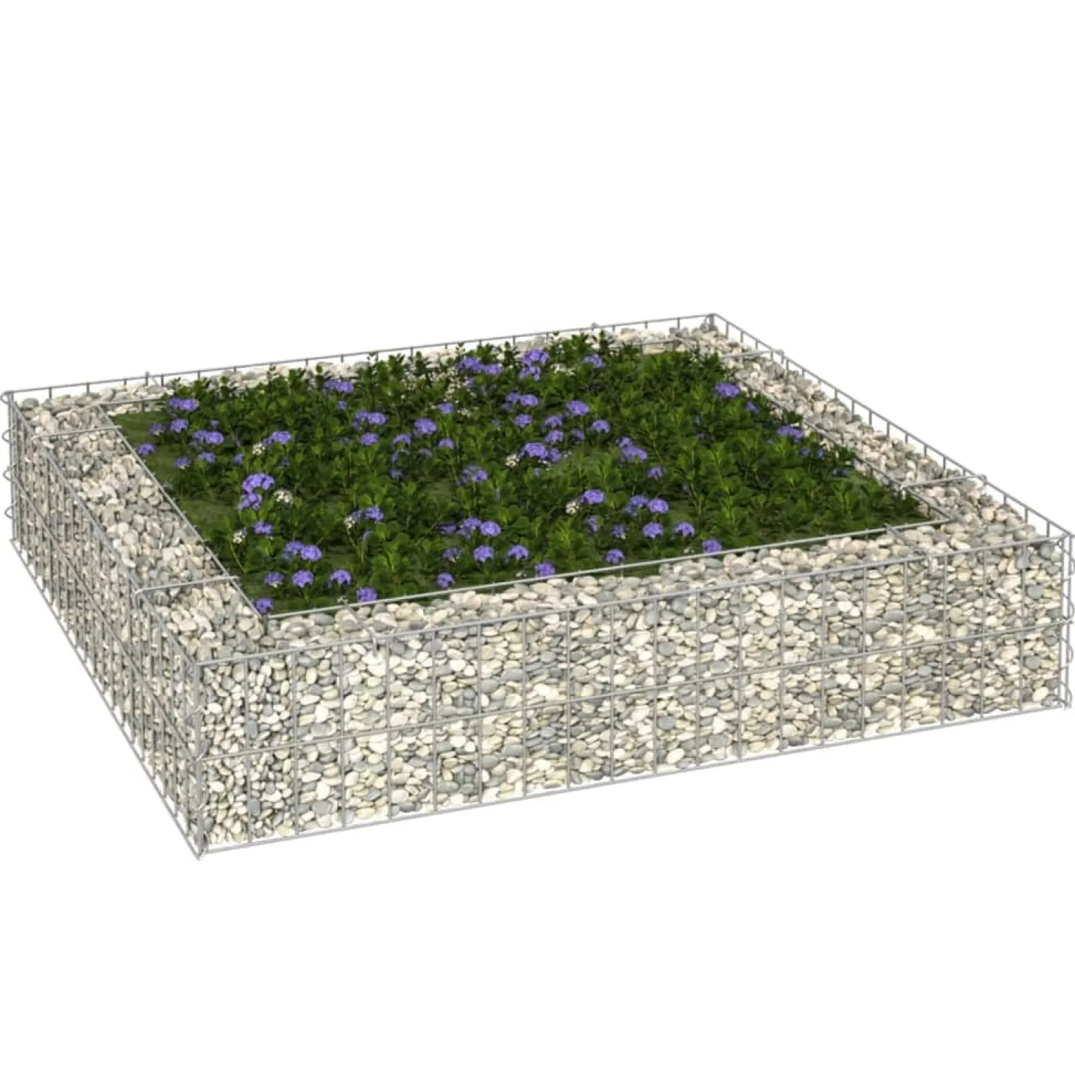 Donica gabionowa Srebrny 100 x 100 x 20 cm Stal vidaXL