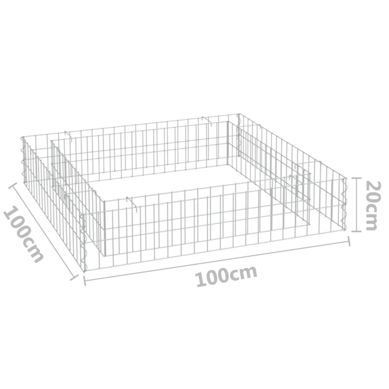 Donica gabionowa Srebrny 100 x 100 x 20 cm Stal vidaXL