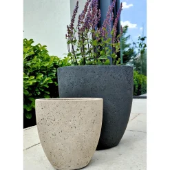 Donica High Oval 25x13x24,5cm rozmiar M sand light cement