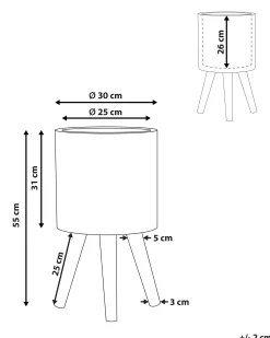 Donica na nóżkach jasne drewno 31cm beżowa