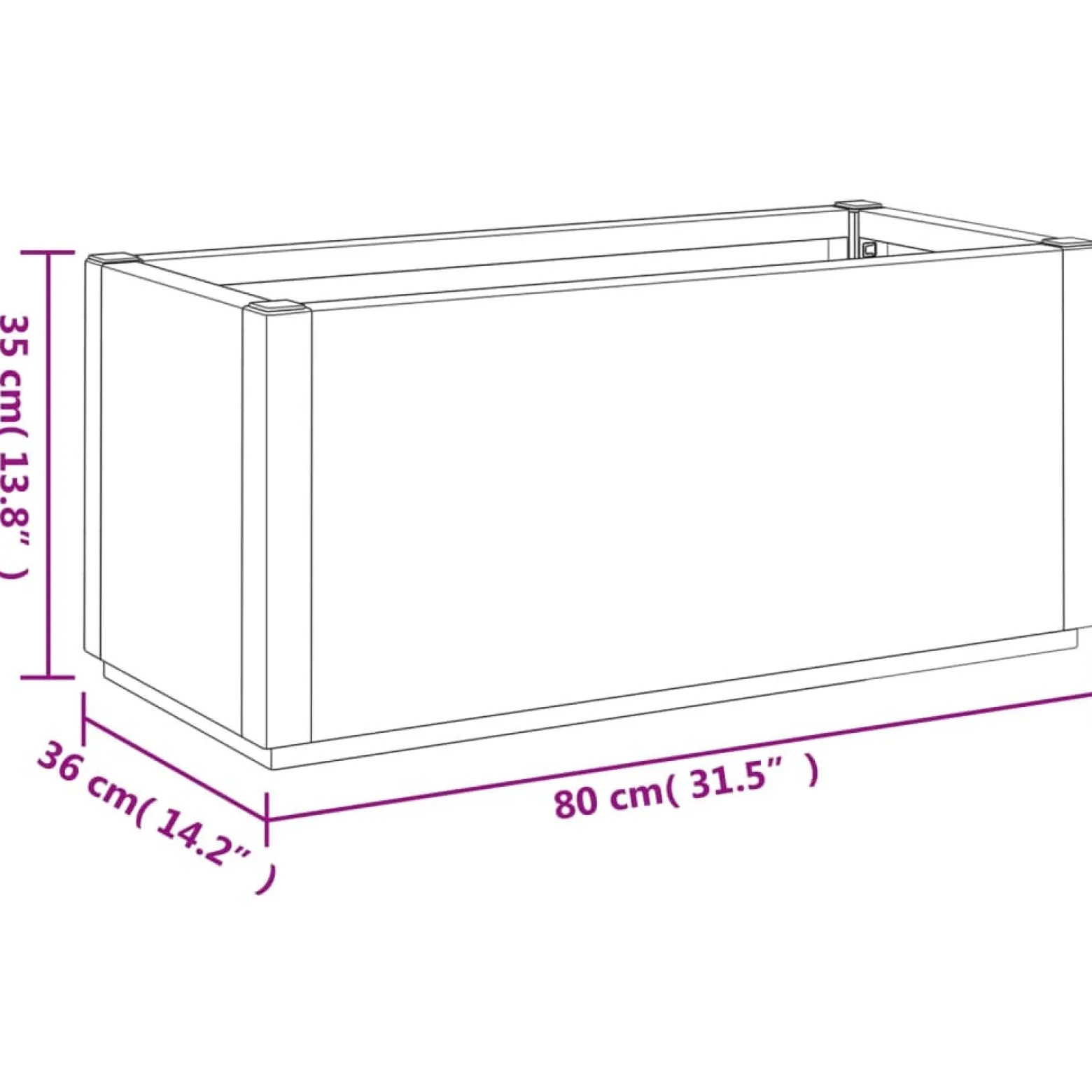 Donica Ogrodowa Doniczka Skrzynia Plastikowa Biała 80x36x35 cm