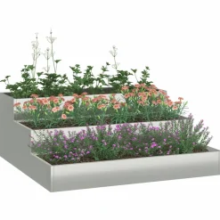 Donica Ogrodowa Doniczka Stalowa Srebrna 90 x 90 x 35 cm