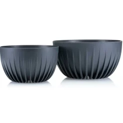 Donica Okrągła Stripped ECO z Recyklingu - Szary 30cm