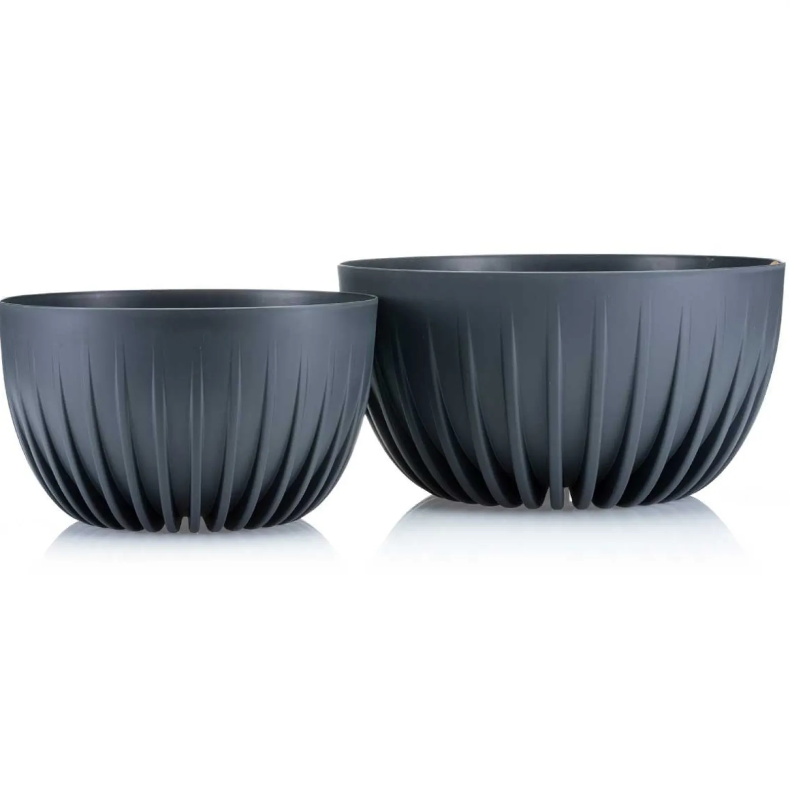 Donica Okrągła Stripped ECO z Recyklingu - Szary 30cm